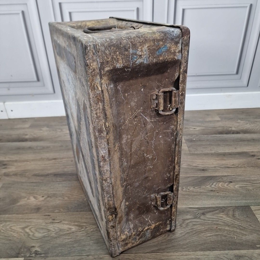 photo for sale Vintage Heavy Metal Trunk Military Box Storage Chest Coffee Table Case Tool Ammo