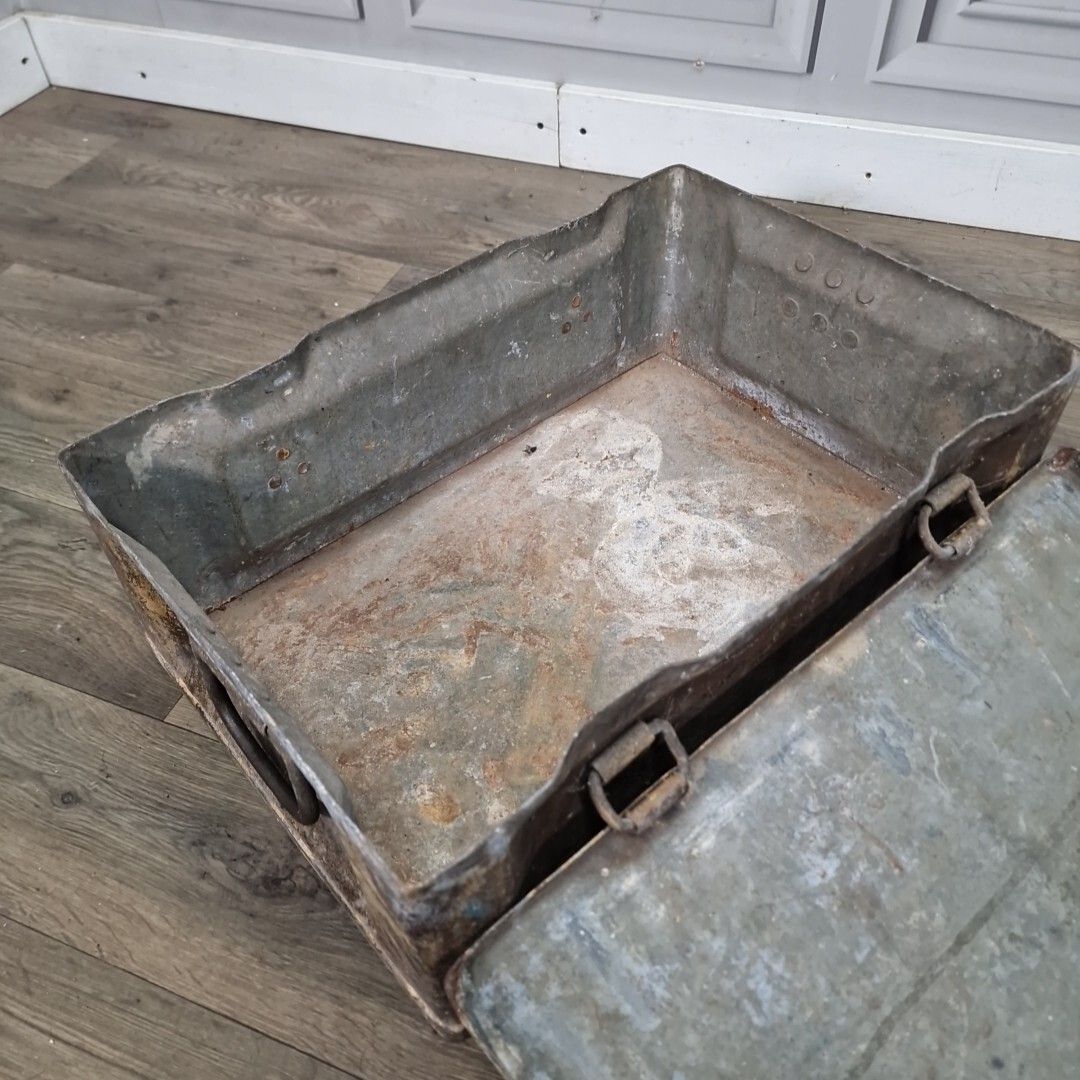 photo buy Vintage Heavy Metal Trunk Military Box Storage Chest Coffee Table Case Tool Ammo