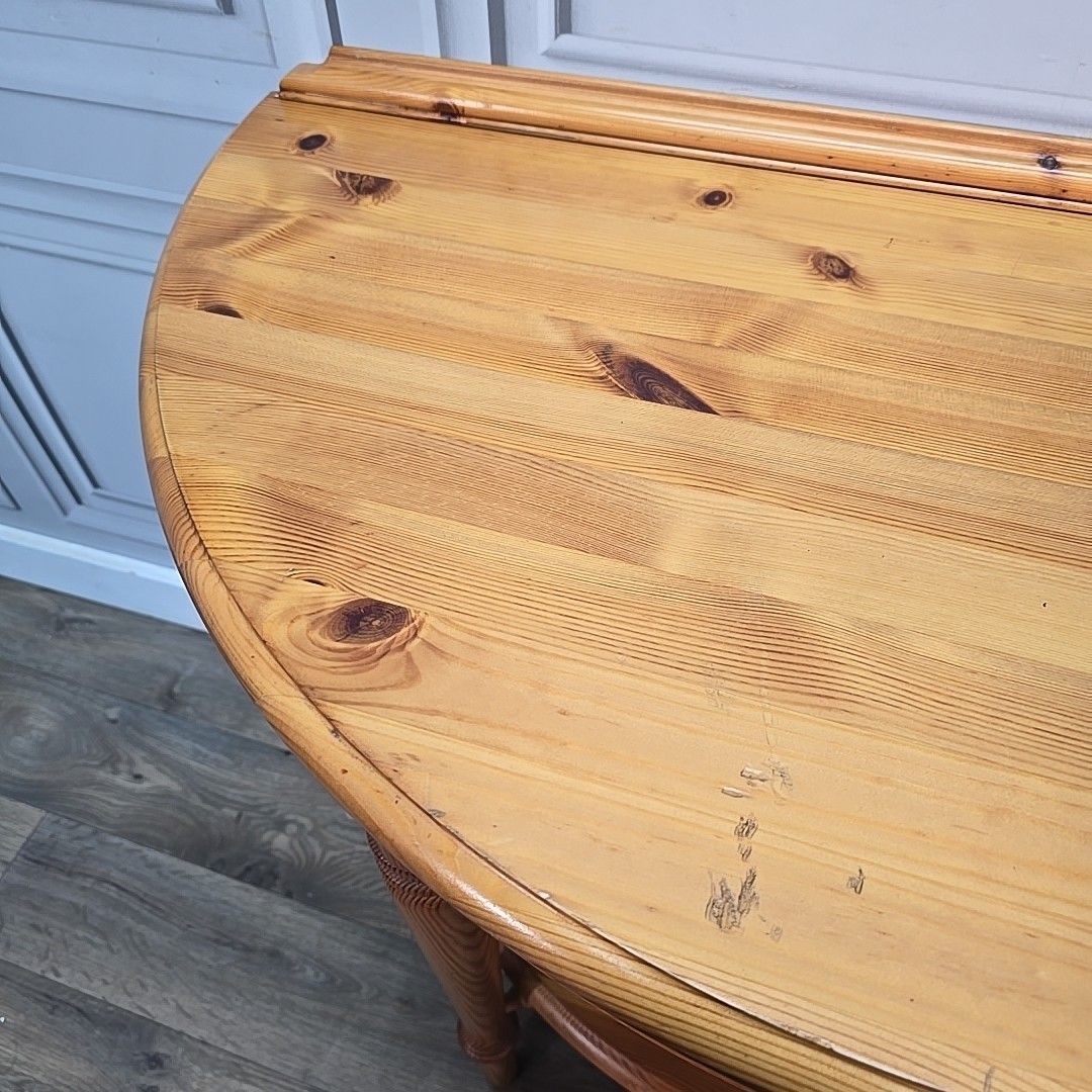 Vintage Ducal Console Table – Solid Pine Half Moon Hall Table Drawer Demi Lune photo buy