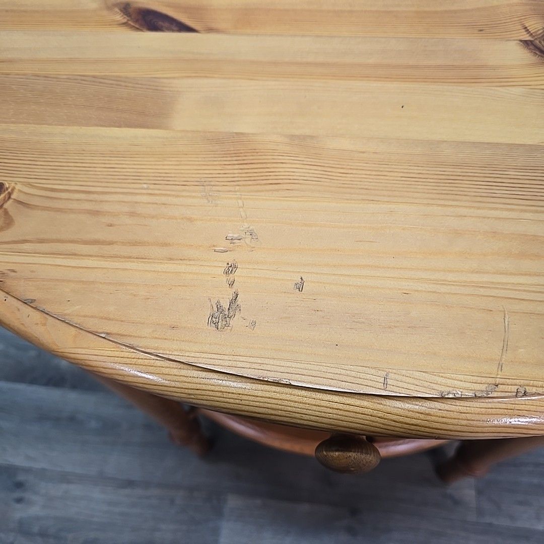 Vintage Ducal Console Table – Solid Pine Half Moon Hall Table Drawer Demi Lune photo vintage