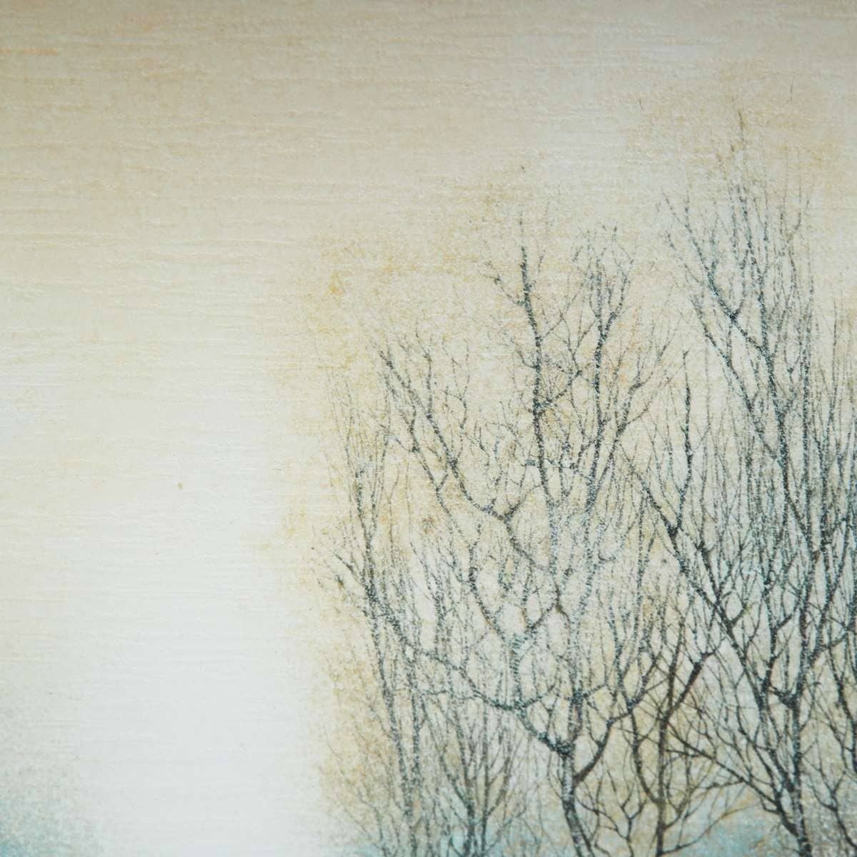 Elegant Painting Depicting A Delicate Landscape, Embellished With A Golden Frame photo for sale