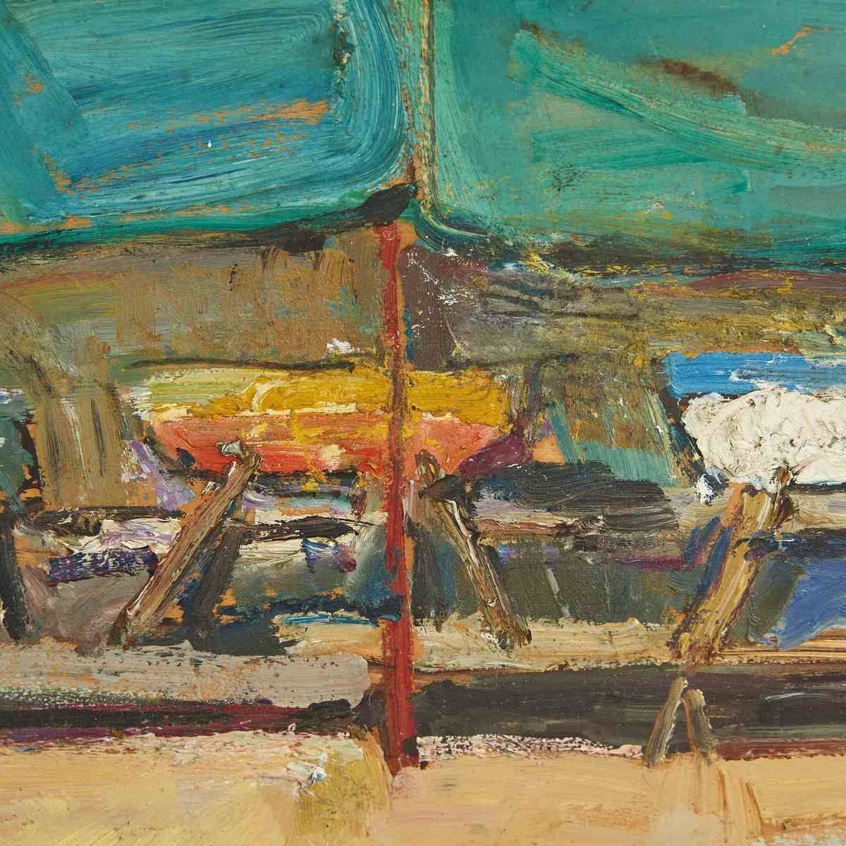 Oil On Panel The Essence Of An Open Air Market, 1960s photo 516.0