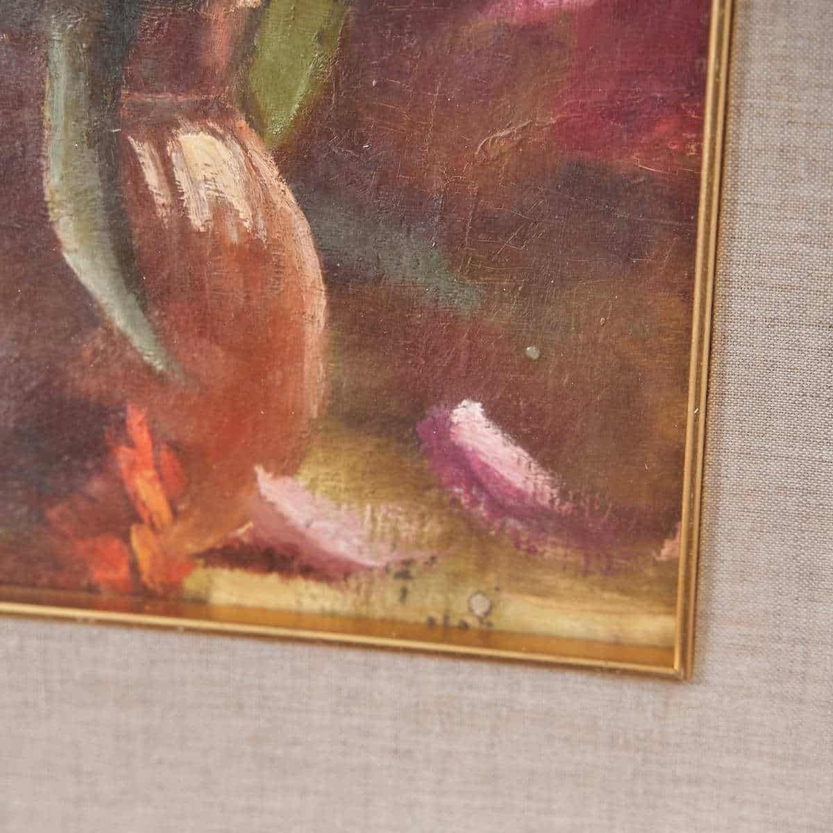 Oil On Canvas Refined Vintage Flower Painting, 1960s photo for sale