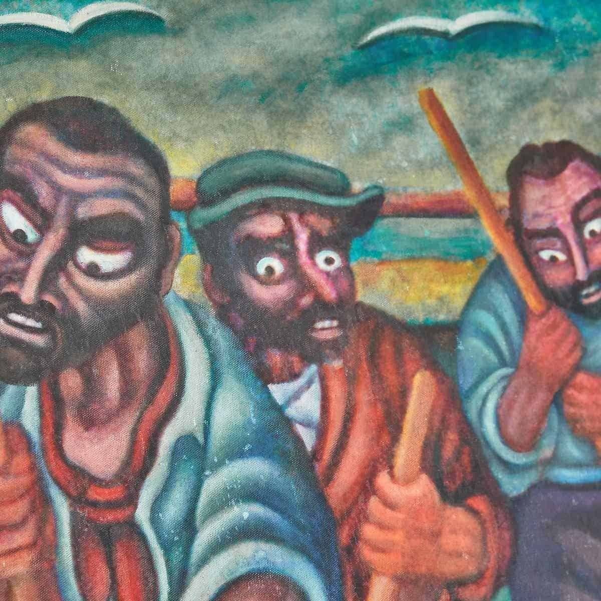Oil On Canvas Young Fishermen: A Unique Work Of Art By Bruno Fantini photo Art