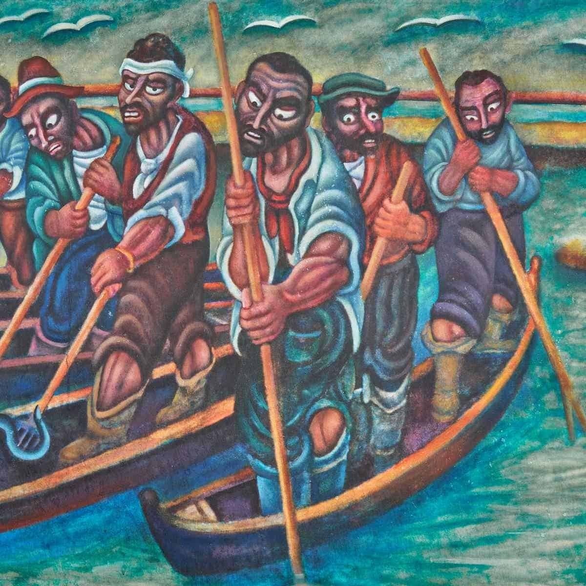 Oil On Canvas Young Fishermen: A Unique Work Of Art By Bruno Fantini photo buy