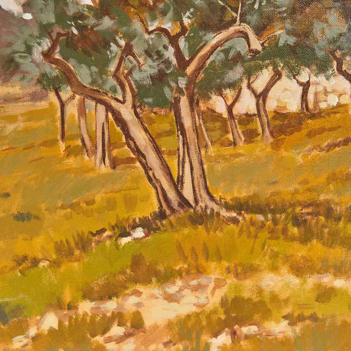 Oil On Canvas Rural Landscape By Unidentified Artist, 1980s photo Art