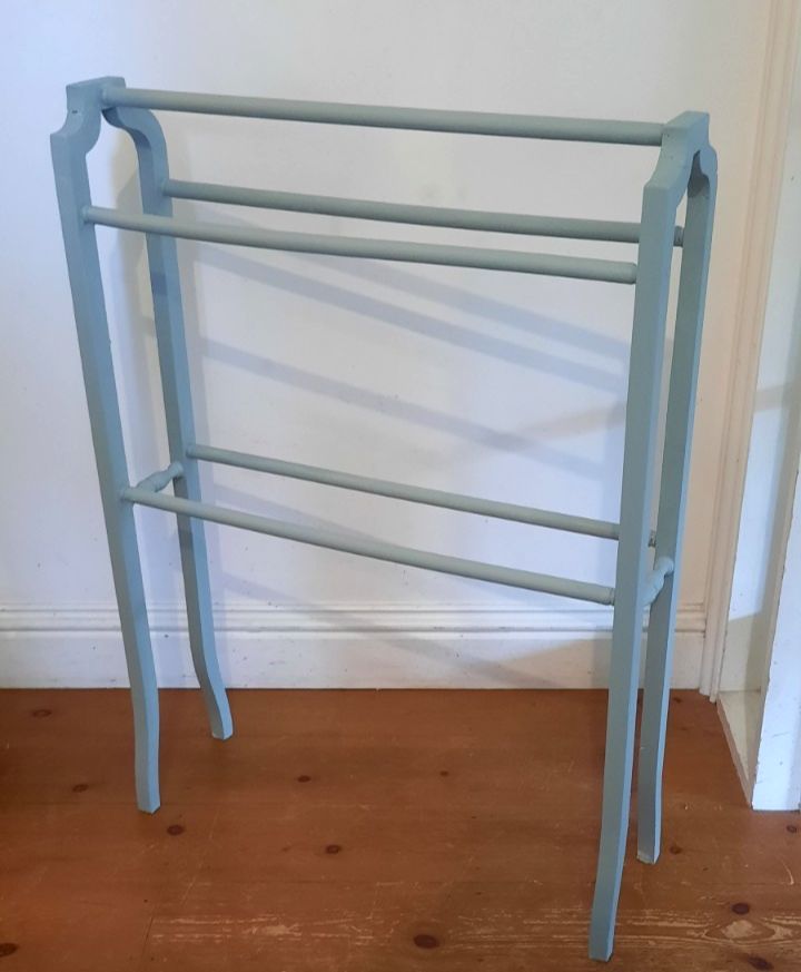 Vintage Tall Edwardian 5 Rod Freestanding Wooden Towel Rail