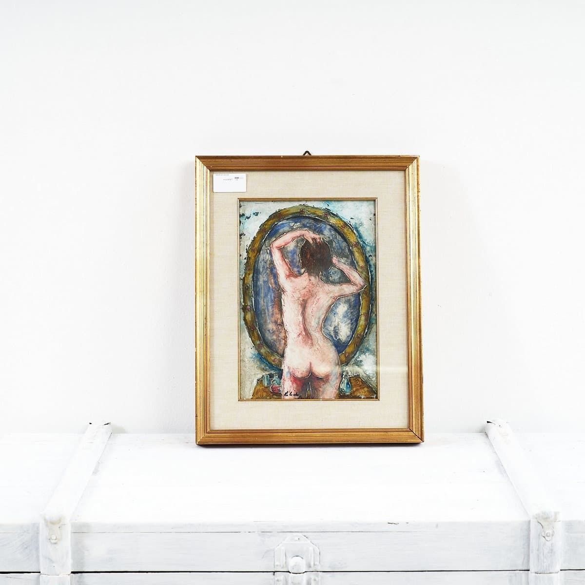 Painting Female Portrait Golden Frame Nude Woman