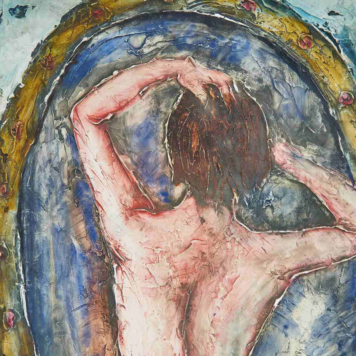 Painting Female Portrait Golden Frame Nude Woman photo for sale