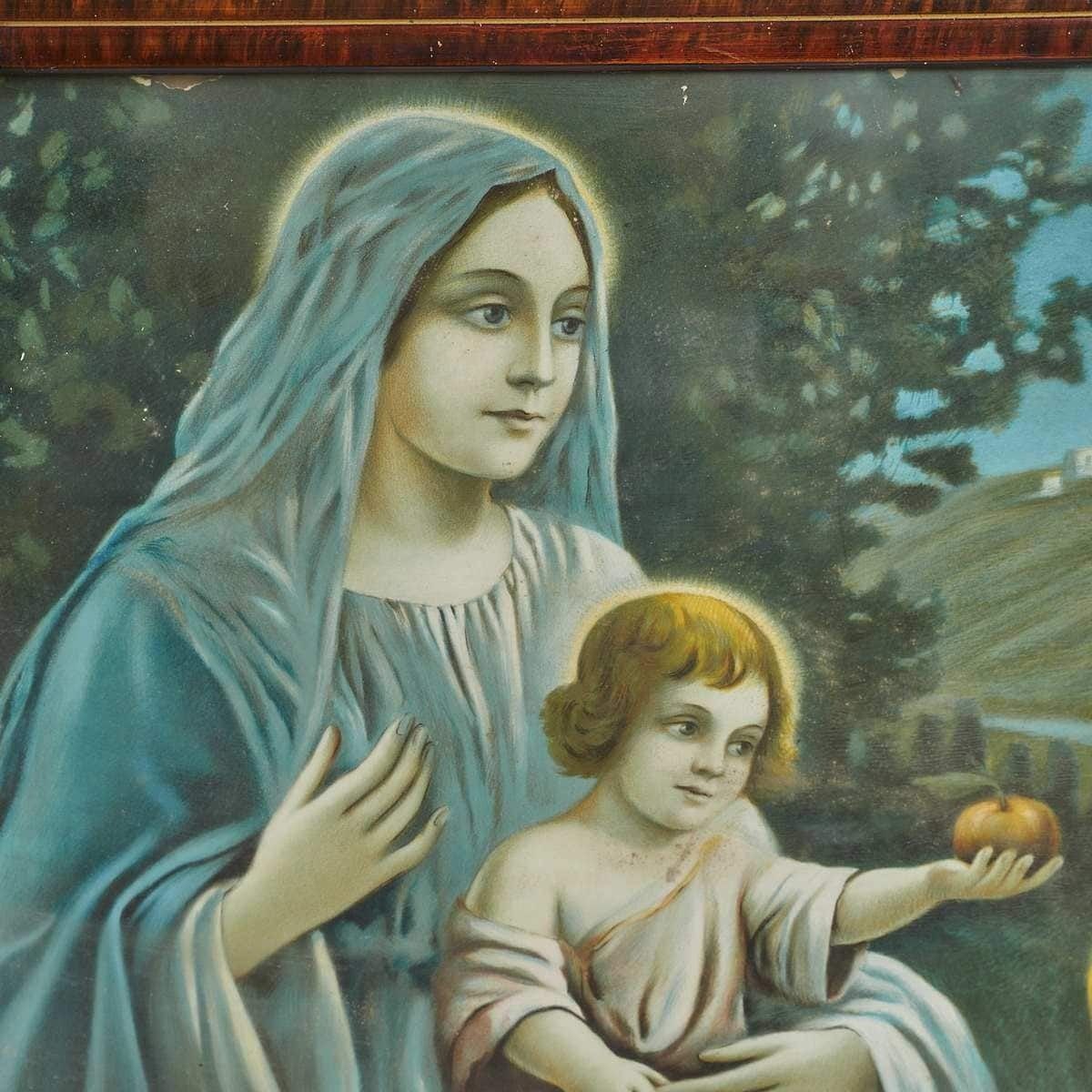 Sacra Familia Oleography Painting, 1960s. photo furniture