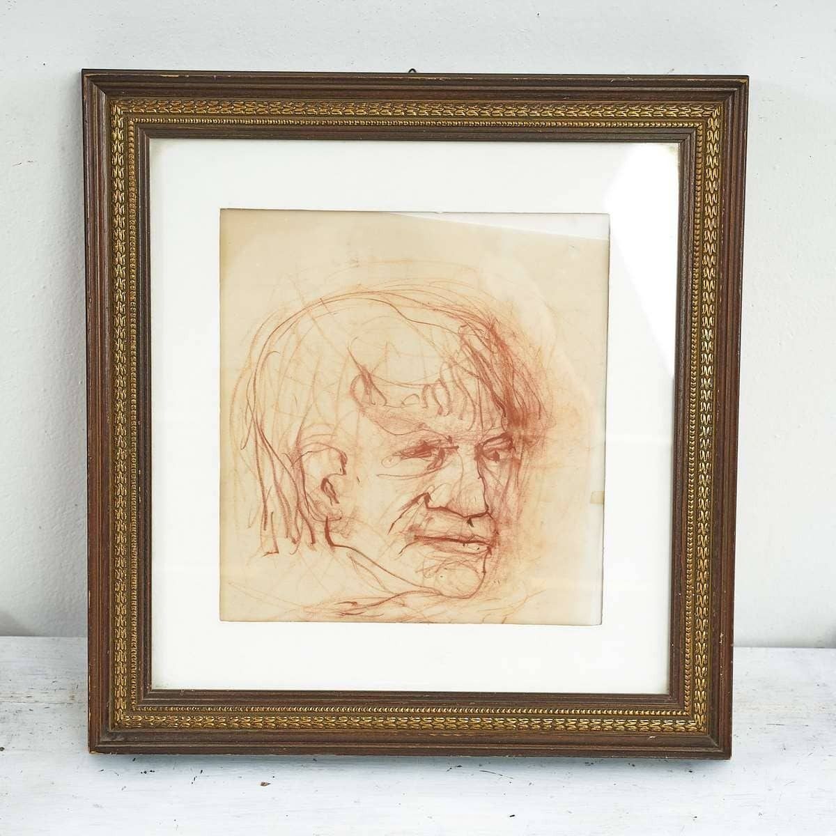 Vintage Design, Stylized Portrait Of A Bloody Man.