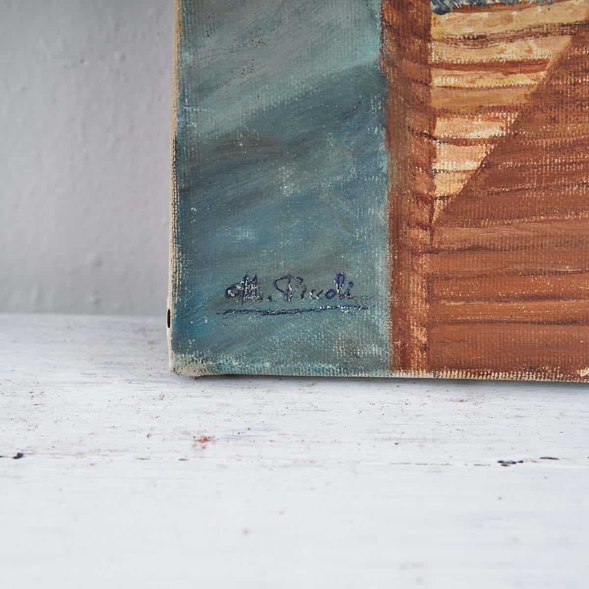 Oil On Canvas Fishermen In Porto, 1970s – 80. photo furniture
