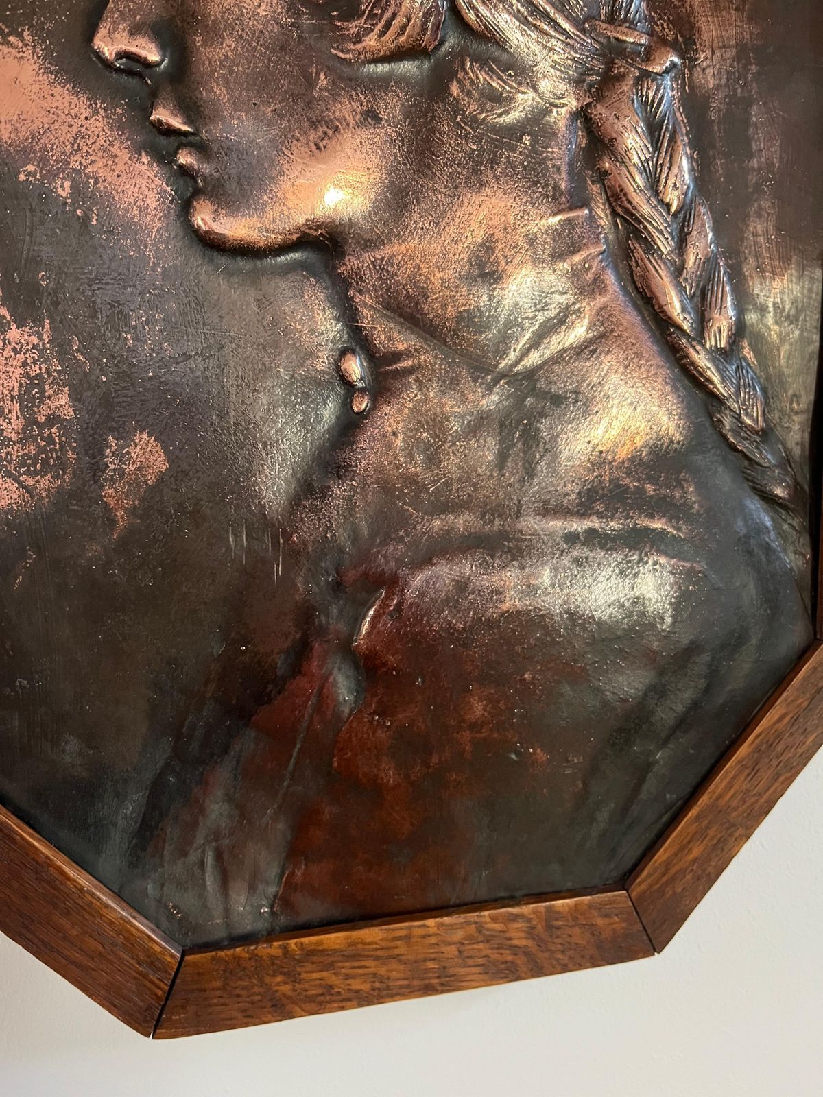 Aesthetic Movement Bronze Plaque Of A Lady In Oak Frame Handmade, Circa 1875 photo vinterior