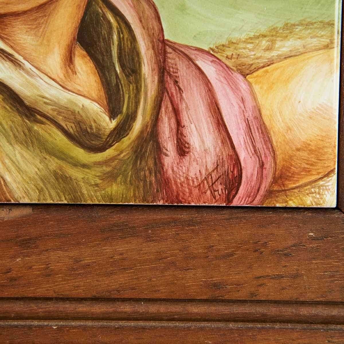 Tile Painting Portrait Of A Young Man photo for sale