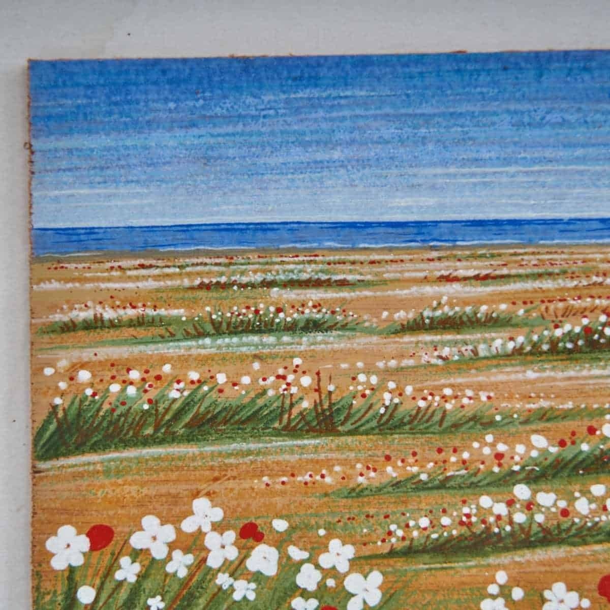 Tempera On Roman Tablet, Field Of Flowers, 1990s photo for sale