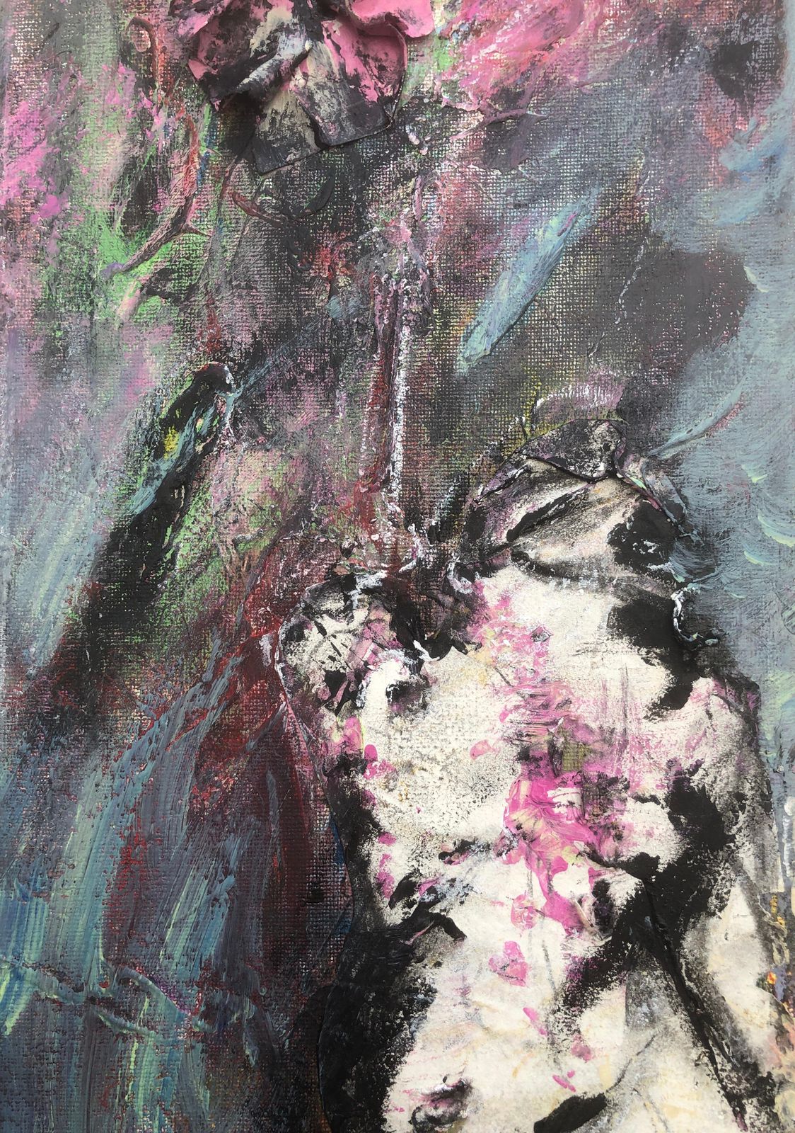 Nerea Caos, figure féminine nue expressionniste verticale, peinture à l'huile espagnole contemporaine abstraite, 2023 photo buy