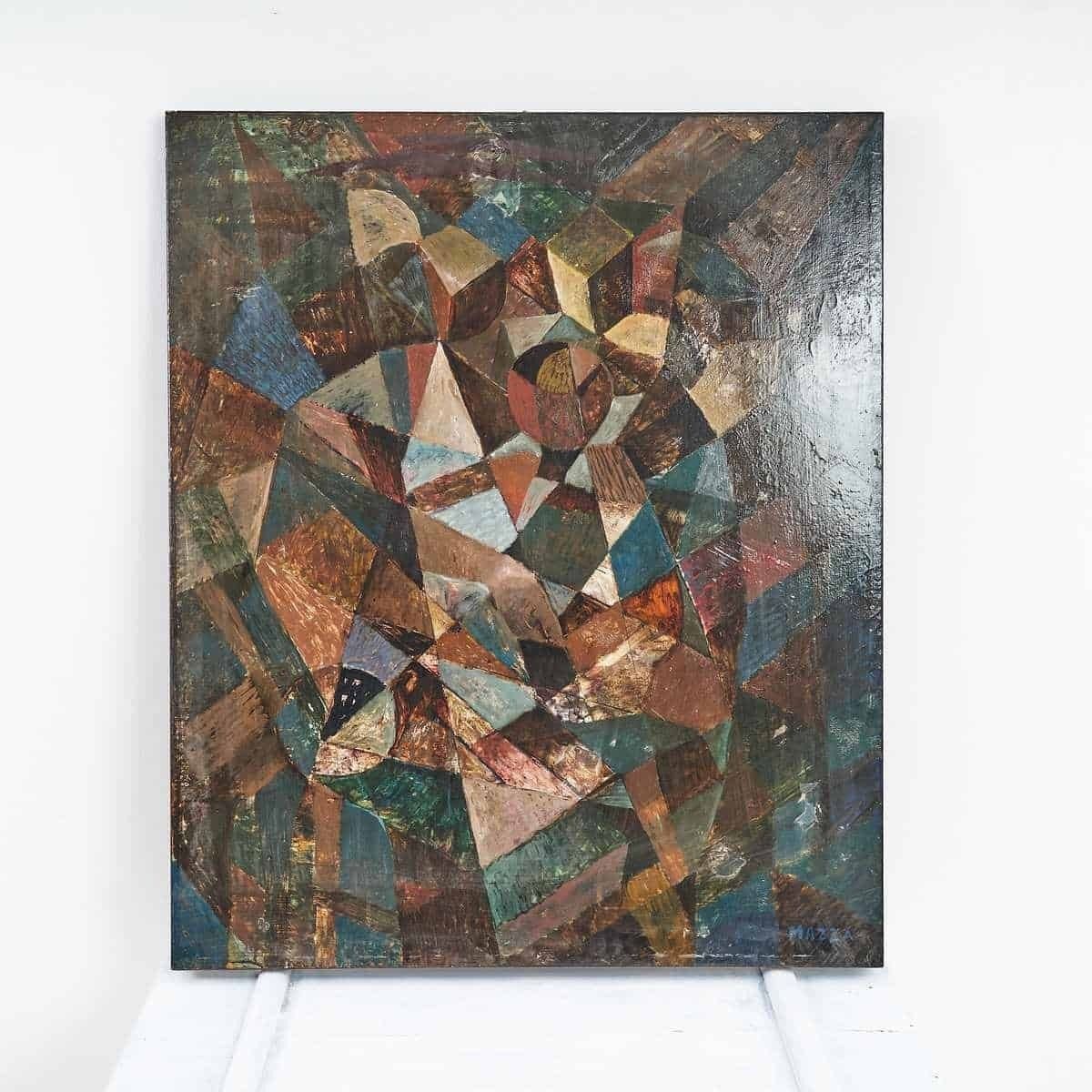 Cubist Oil On Canvas By An Italian Artist, 20th Century