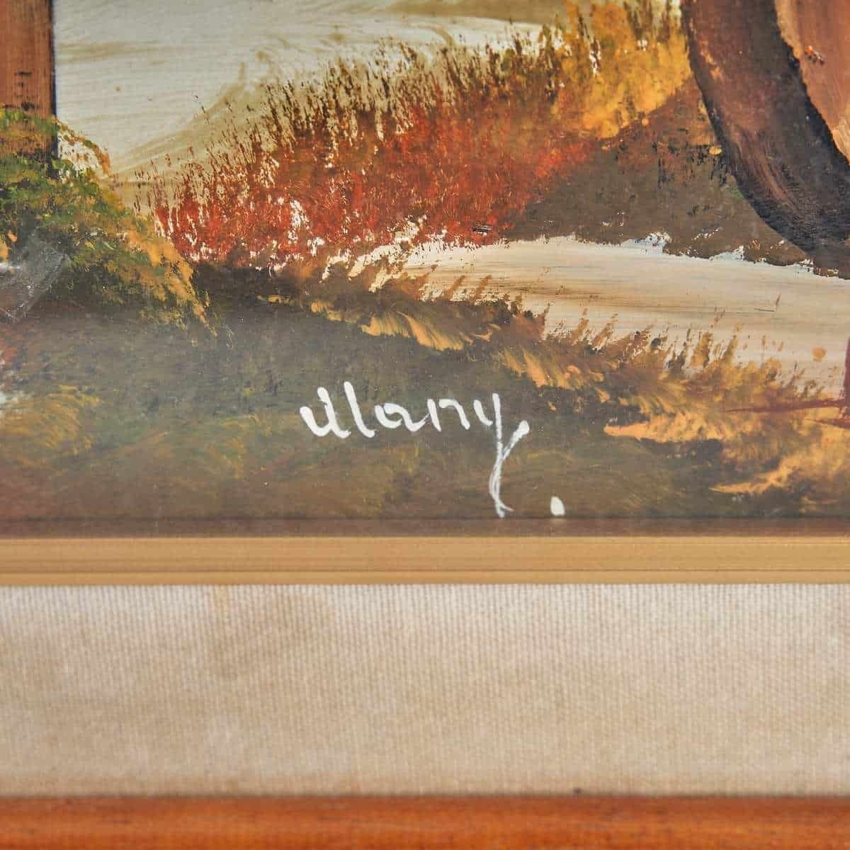 Oil On Panel Autumn Landscape Hand Painted, 1980s photo furniture