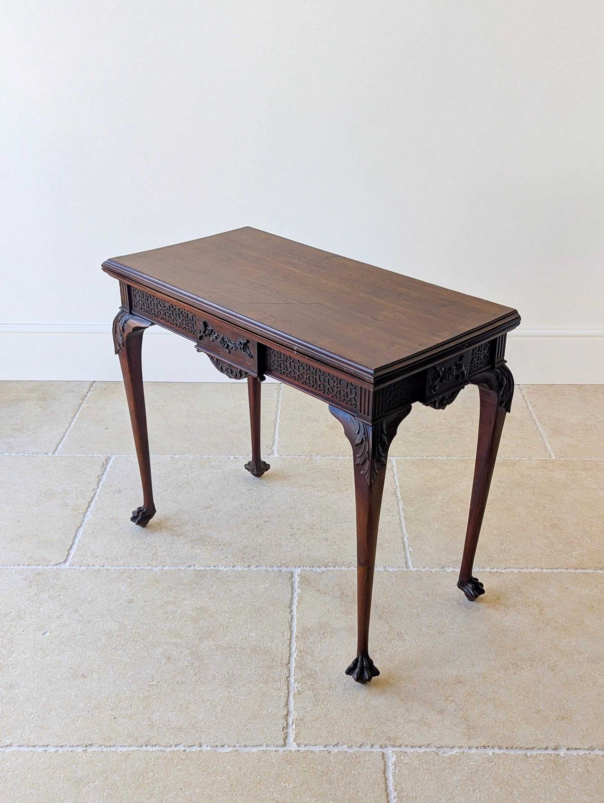 765.0 Antique Edwardian Mahogany Fold Over Card Table C.1900 photo