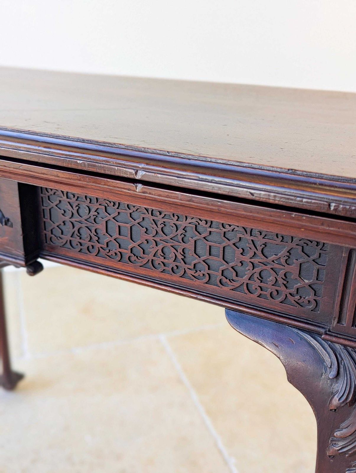 photo vinterior Antique Edwardian Mahogany Fold Over Card Table C.1900