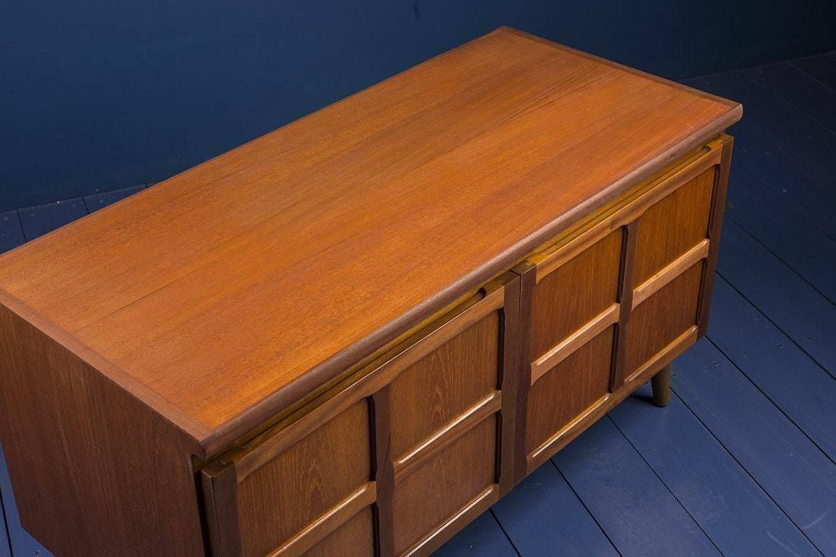 Nathan Mid Century Retro Teak Small Sideboard Tv Record Cabinet On Wooden Legs 1970s photo 295.0