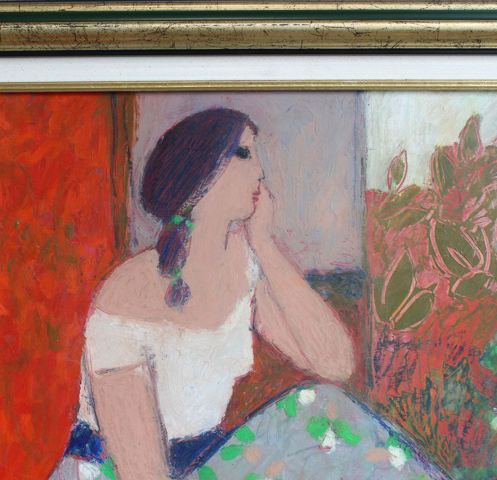 'Portrait Of A Pensive Woman' By Michel Sarazin (Circa 2000) photo vinterior