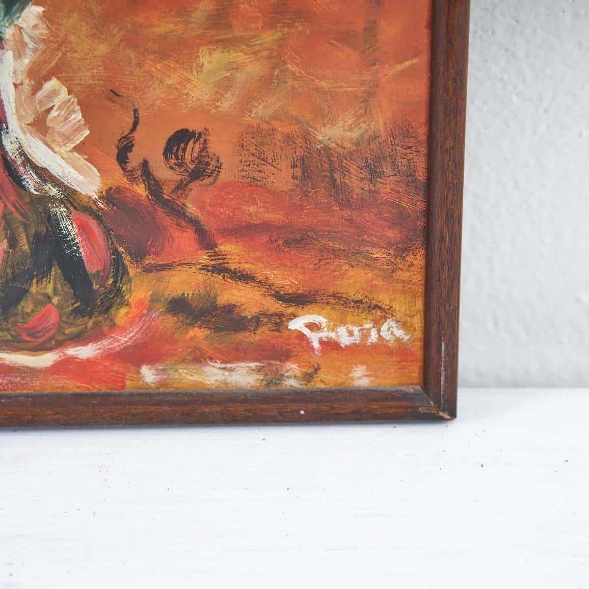 Oil On Panel Vibrant Vintage Flower Painting, 1950s photo furniture