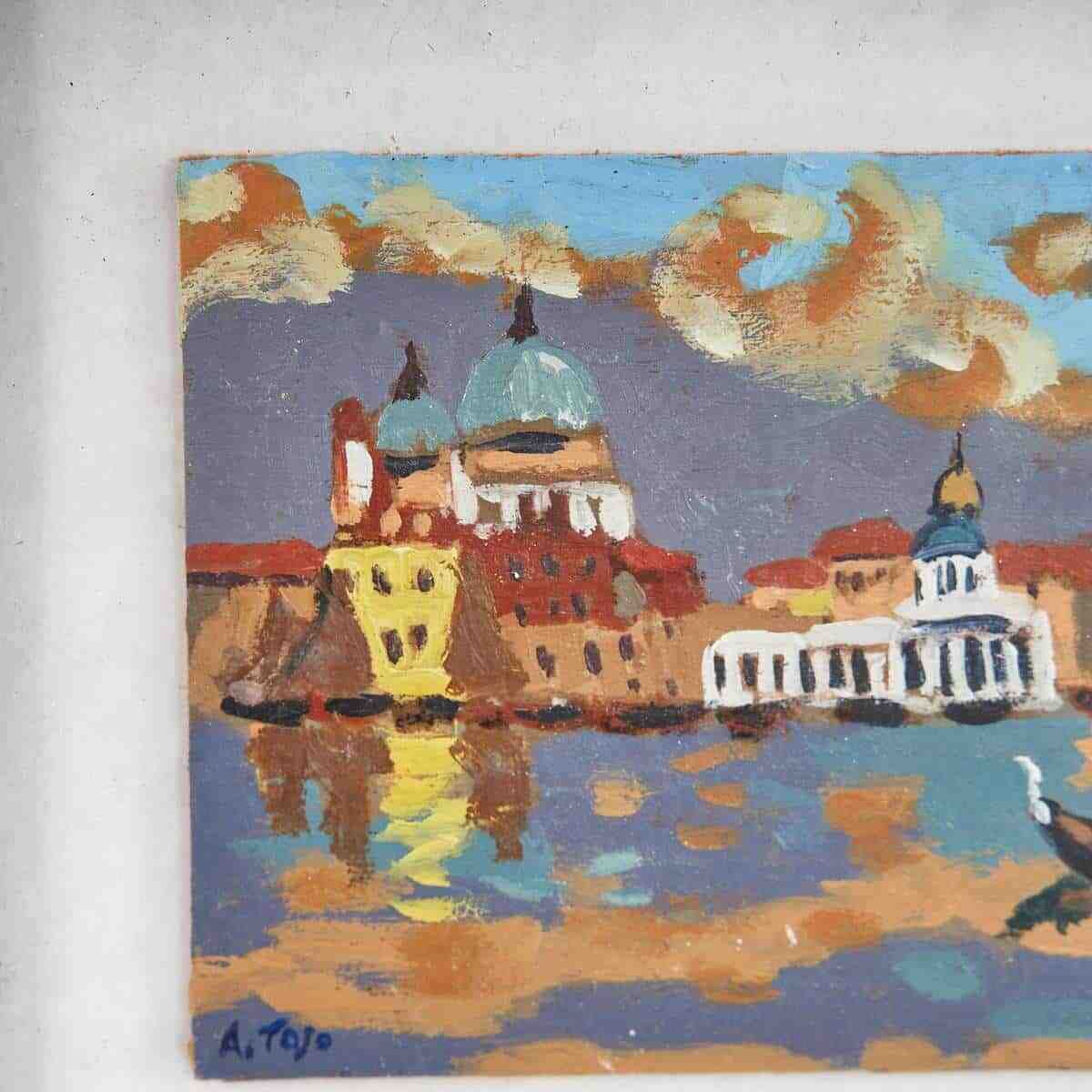 Oil On Venetian Panel Enchanting With Vintage Frame, Work By A. Toso photo for sale