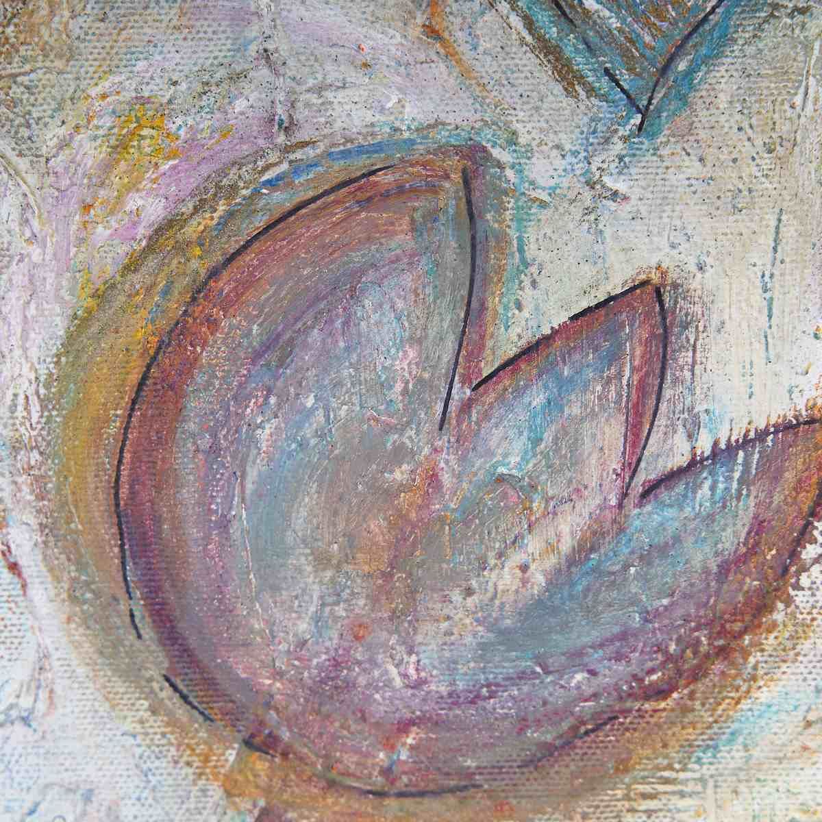 Mixed Media Flowers Hand Painted On Canvas Elegant Work Of Art photo for sale