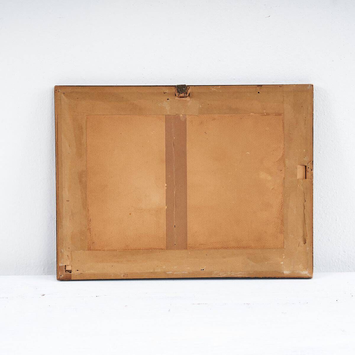 Historical Engraving On Paper With Wooden Frame photo 96.0