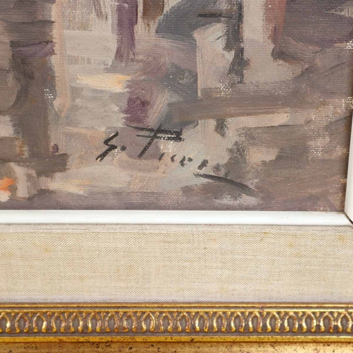 Extraordinary Painting On Canvas Of Market Life, Attributed To Giovanni Pisani photo furniture