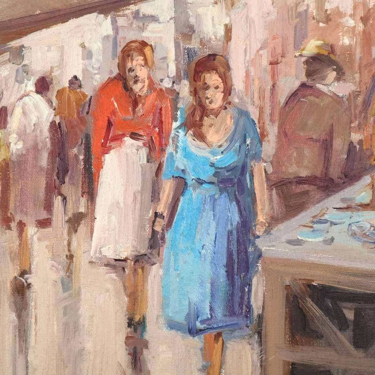 Extraordinary Painting On Canvas Of Market Life, Attributed To Giovanni Pisani photo for sale