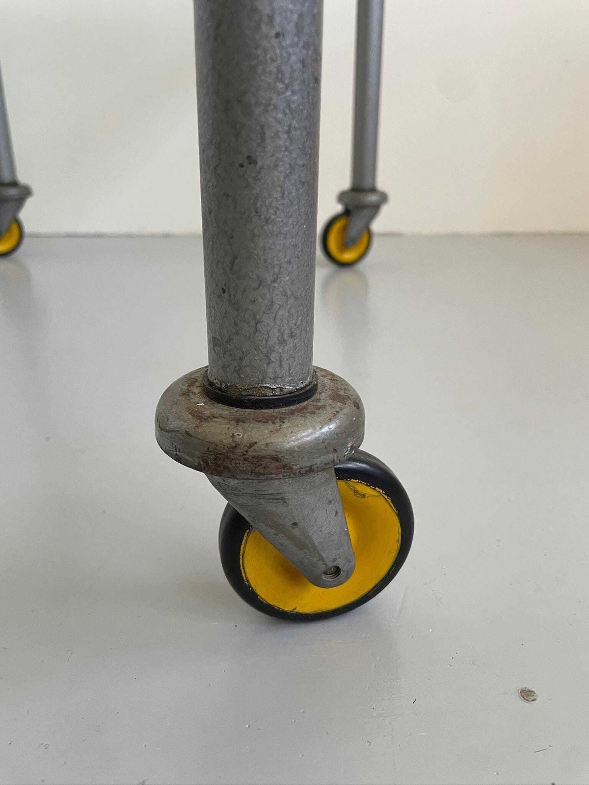 photo for sale Vintage Industrial Or Medical Tubular Metal Trolley With Glass Shelves