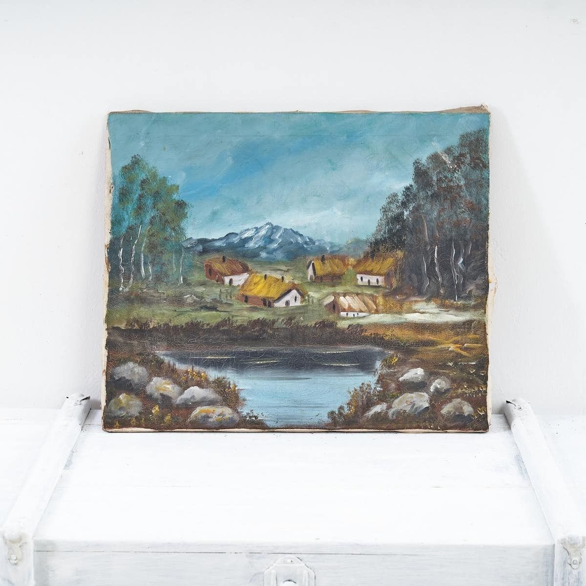 Oil Painting On Canvas Rural Landscape Oil Painting On Canvas, 1940s – 1950s