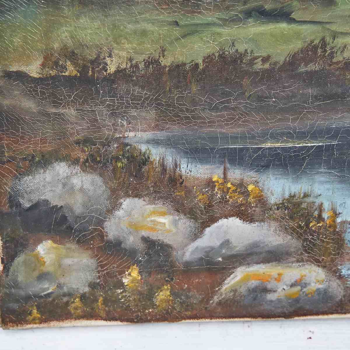 Oil Painting On Canvas Rural Landscape Oil Painting On Canvas, 1940s – 1950s photo 148.0