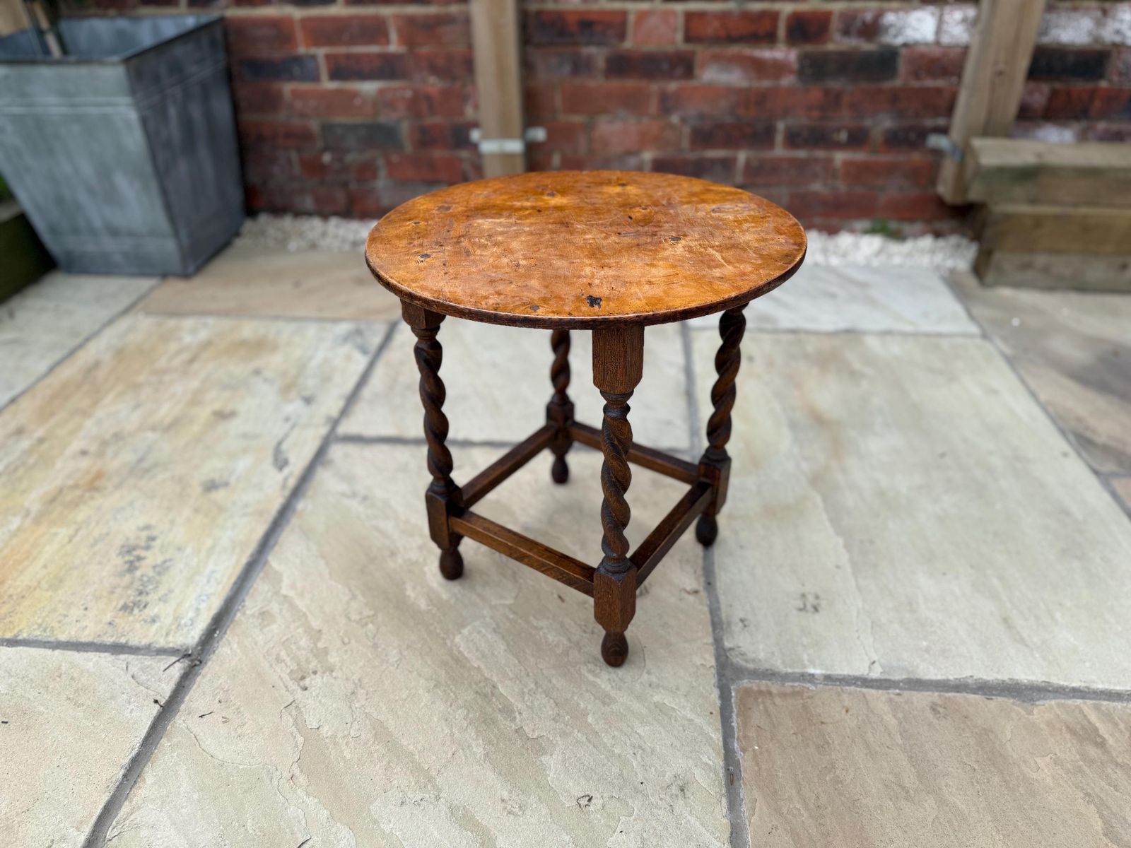 Antique Side Table With Barley Twist Legs. Victorian Oak Occasional Table photo buy