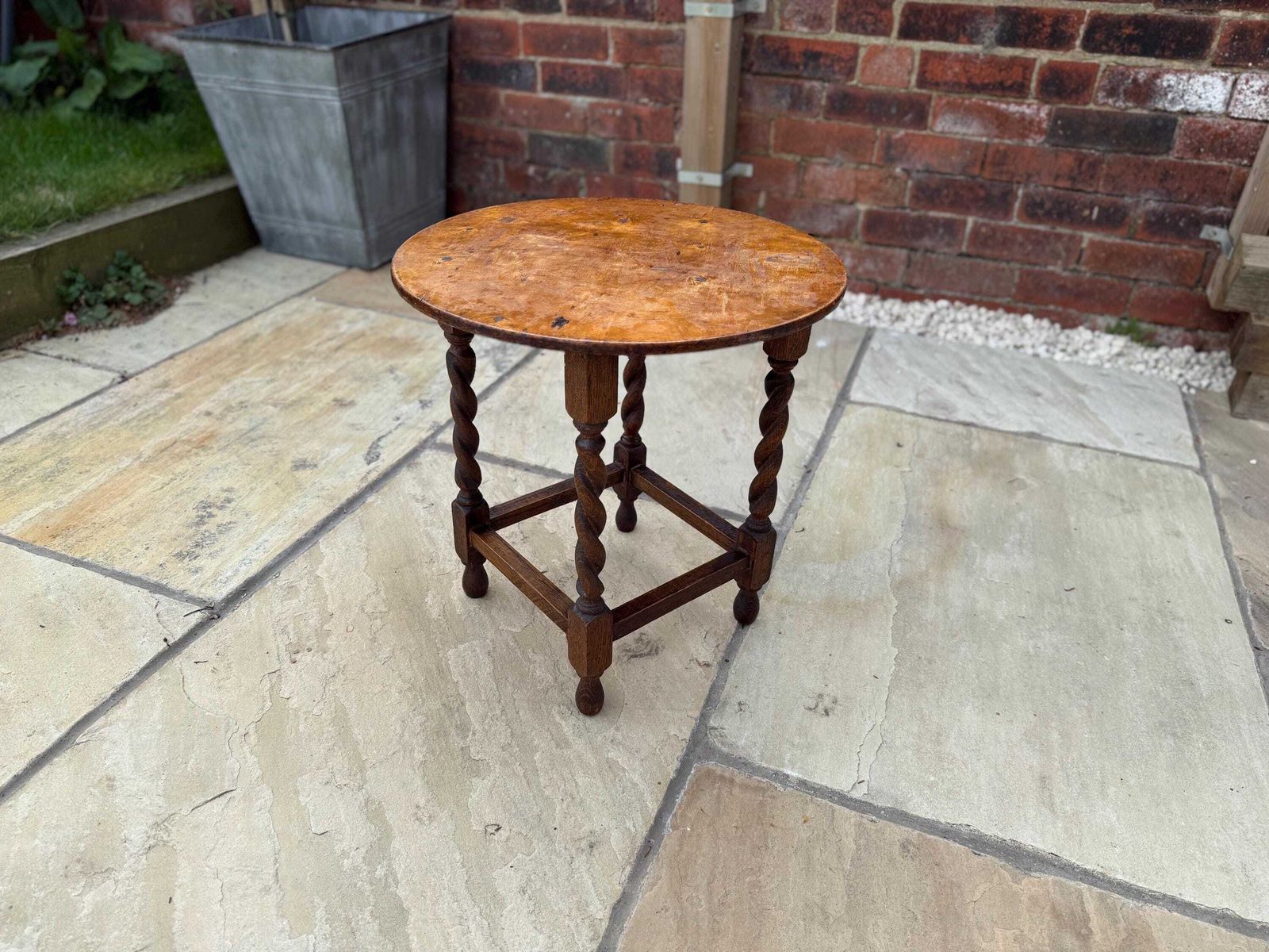 photo buy Antique Side Table With Barley Twist Legs. Victorian Oak Occasional Table