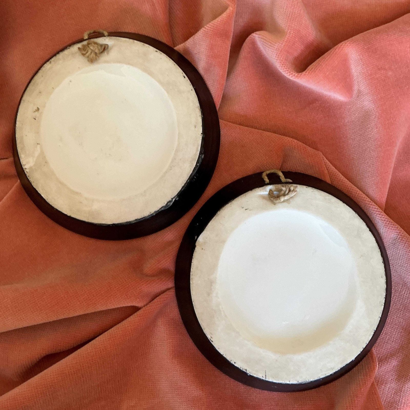 Victorian Fairy Paintings On Porcelain. Wall Plaques Pair, Royal Vienna Style. photo vintage