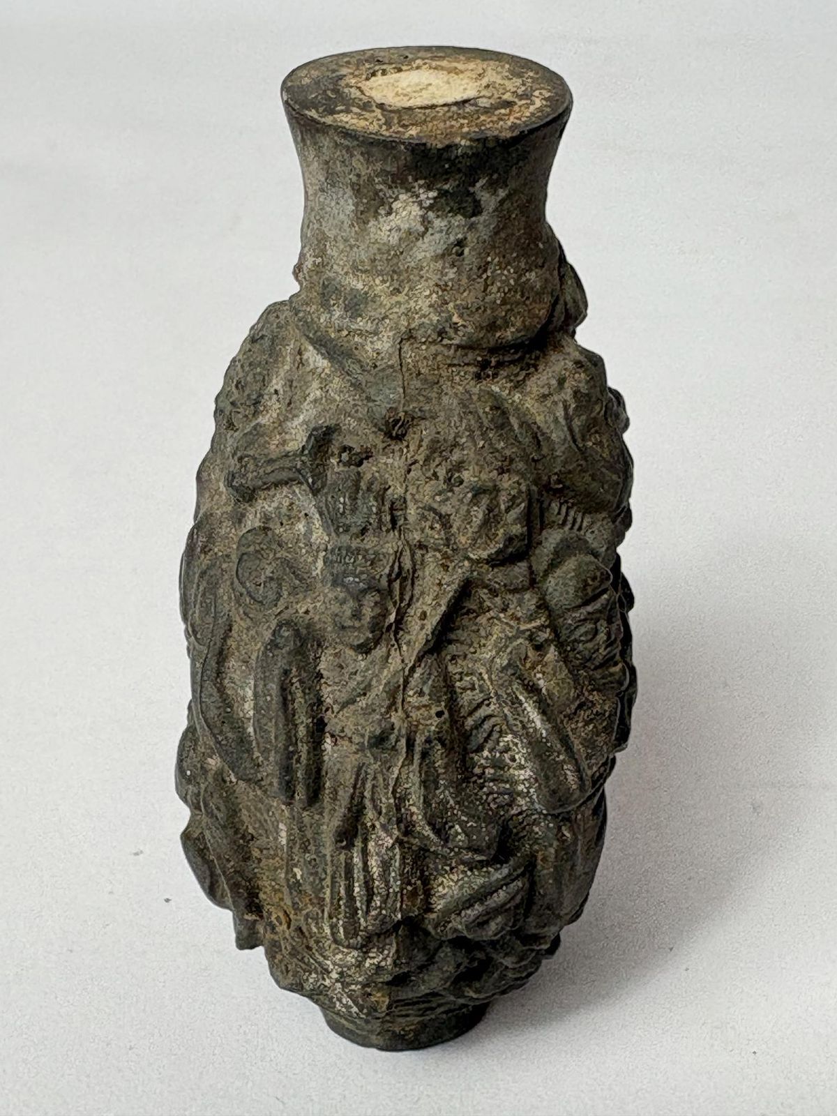 Snuff Bottle   Chinese – Patinated Metal Relief Immortals Scene (Qing/Republic Style) photo buy
