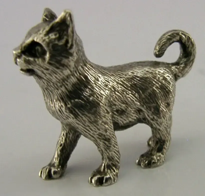 Figurine de chaton en argent sterling anglais, Londres, vers 1993, 18 g photo furniture