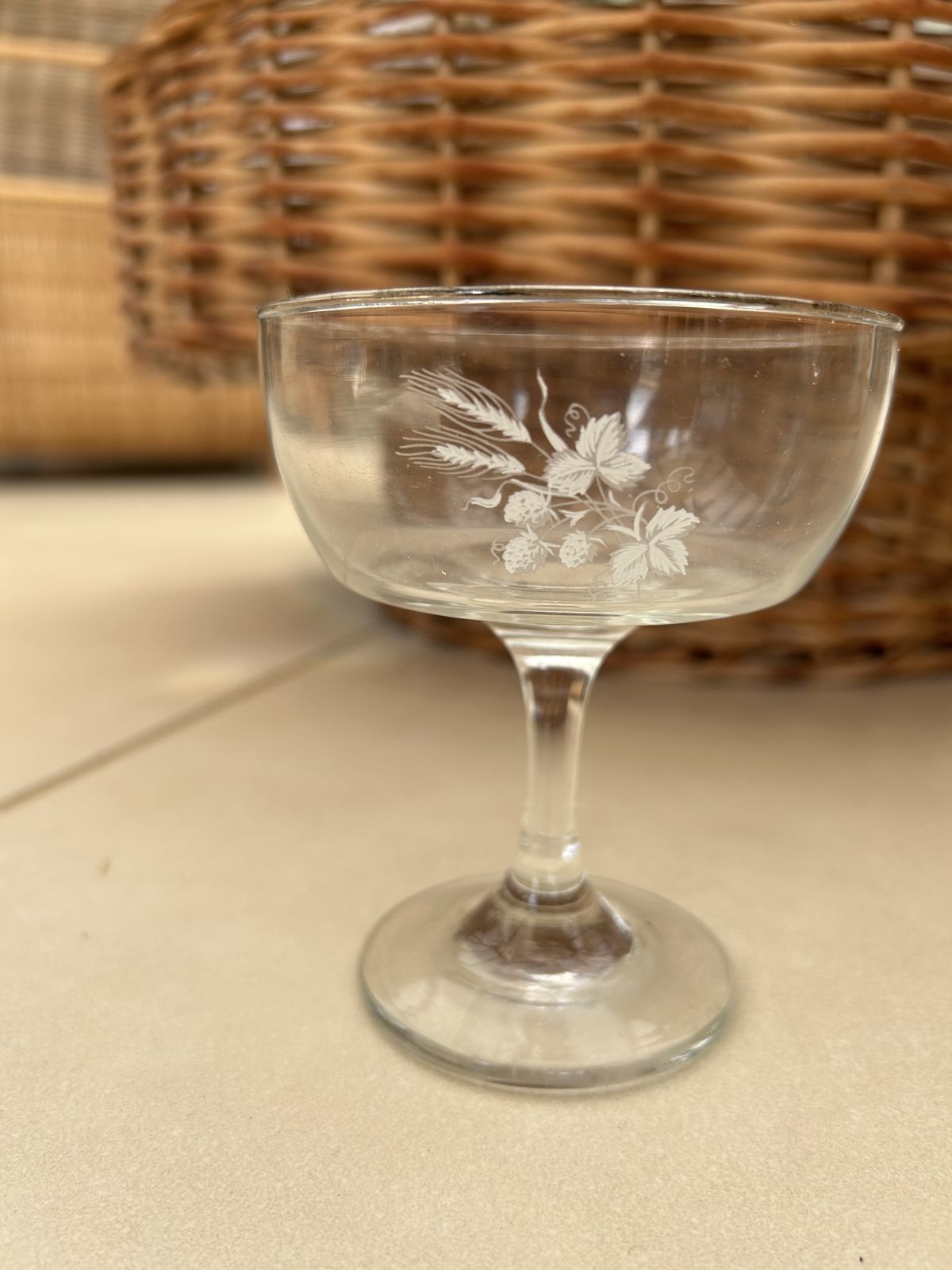 Vintage French Champagne Picnic Basket With 11 Coupe Glasses photo for sale