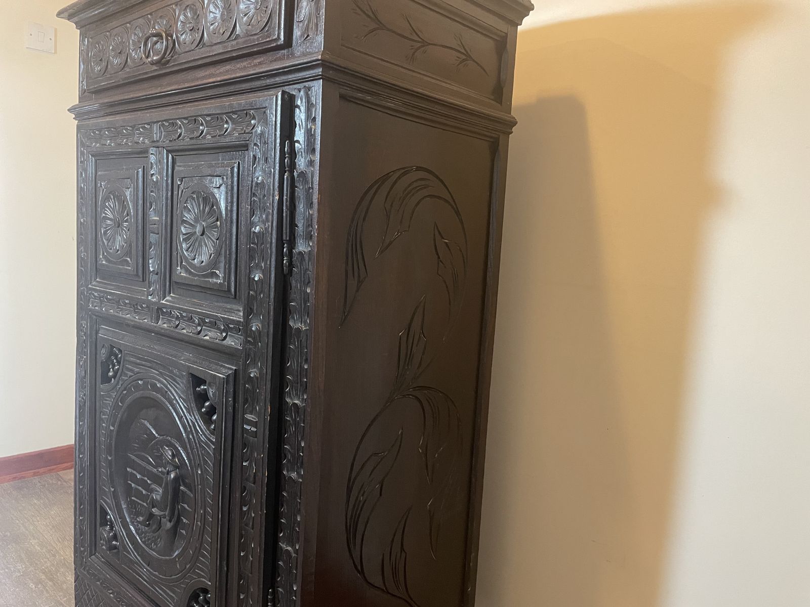 Antique French 20th Century Ornately Carved Housekeeper’s / Kitchen Food Cupboard photo Furniture