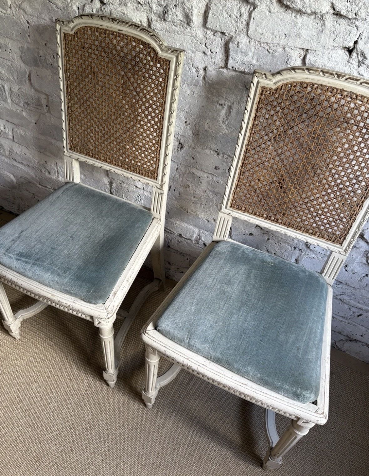Pair Of French Painted Rattan Chairs photo buy