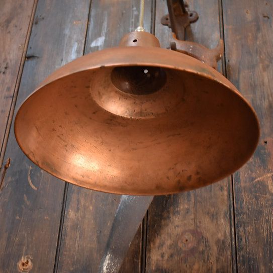 Vintage Industrial Salvaged Aged Copper Shade Rewired Pendant Dowlight photo Lighting