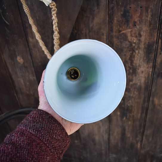 Vintage Green Glass Bell Shade Pendant Ceiling Downlight With Hemp Braided Flex photo Lighting
