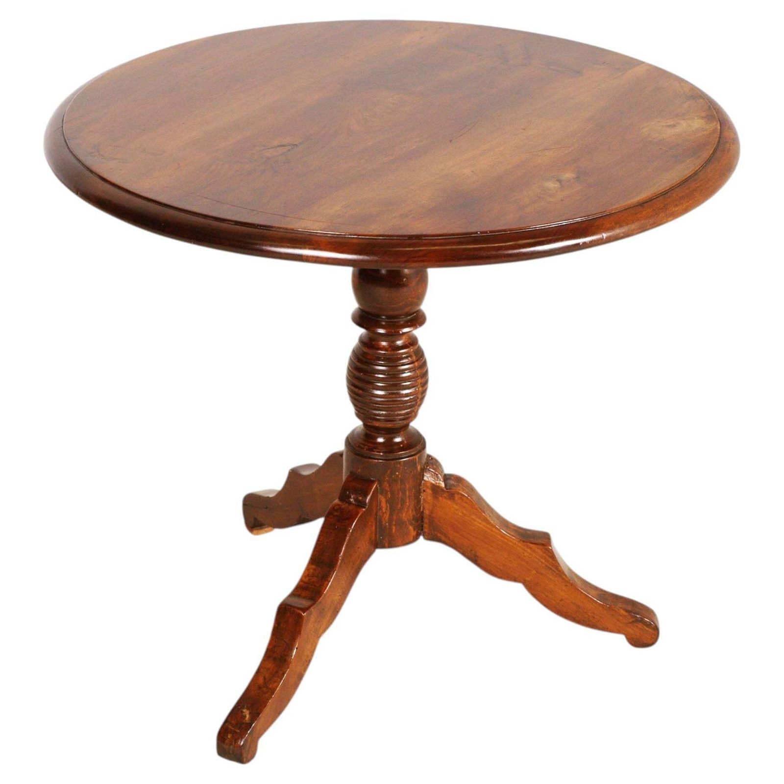 19th Century Italian Walnut Tripod Coffee Table,  Bassano's Ebanistery , Wax Polished
