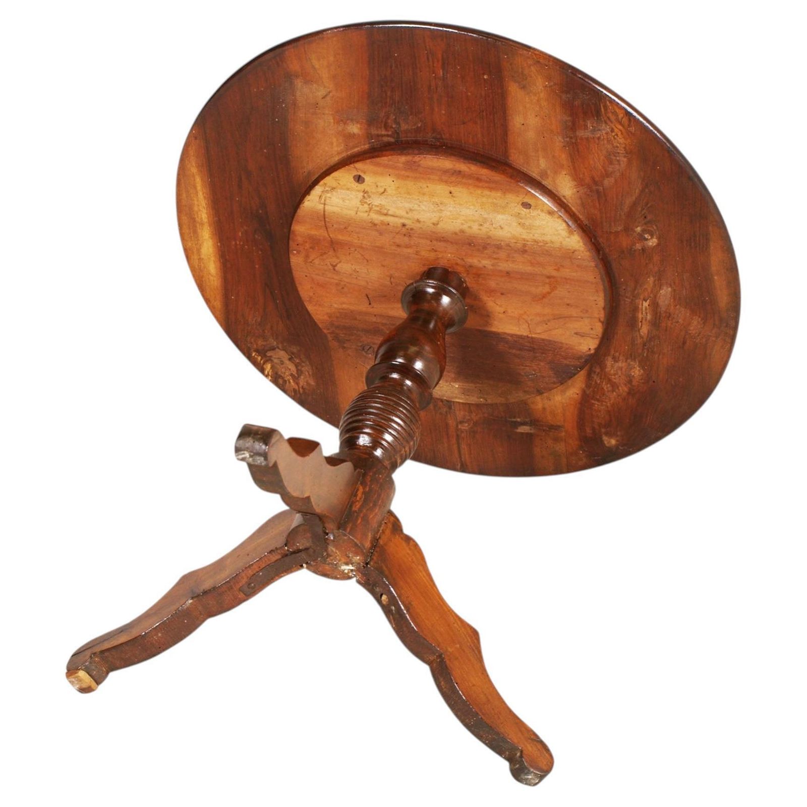 19th Century Italian Walnut Tripod Coffee Table,  Bassano's Ebanistery , Wax Polished photo Furniture