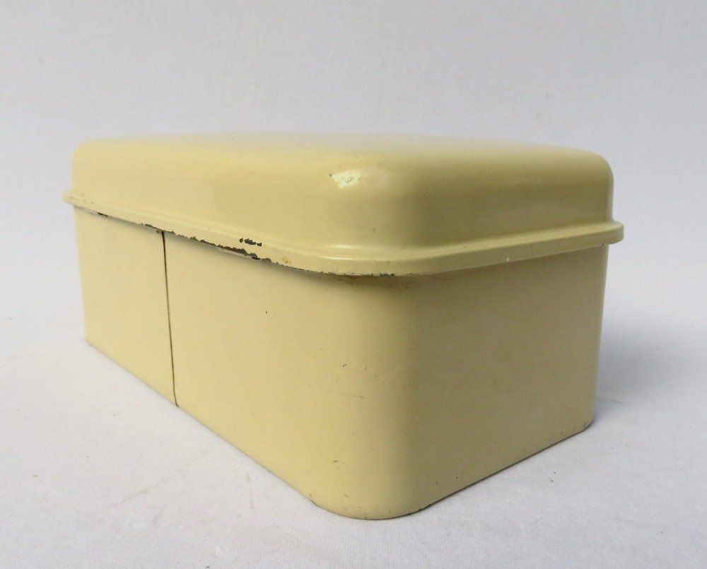 Bauhaus Nickel Plated Metal And Beige Lacquered Biscuit Tin By Marianne Brandt For Ruppel Werke, 1926 photo Home Decor