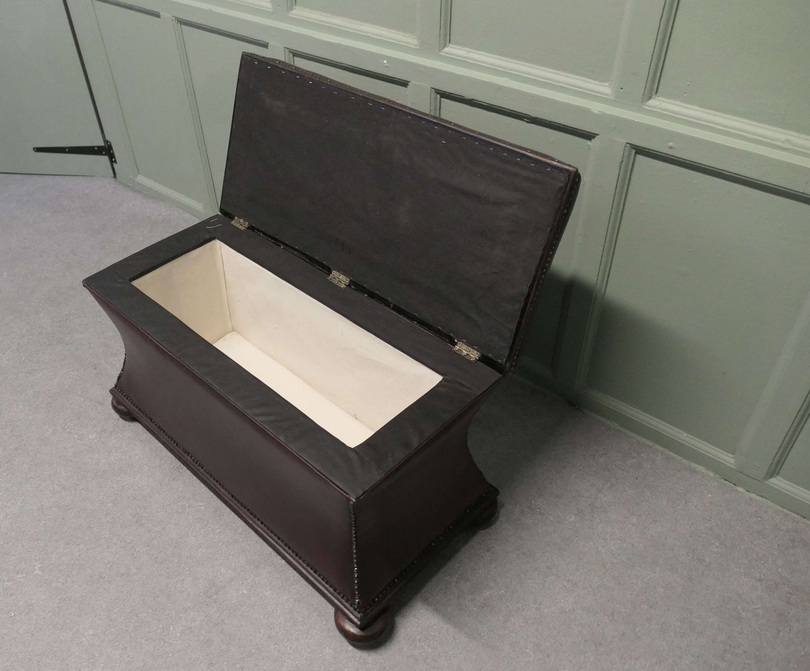 A Large Regency Waisted Leather Ottoman Or Window Seat The Ottoman Is Upholstered. photo furniture