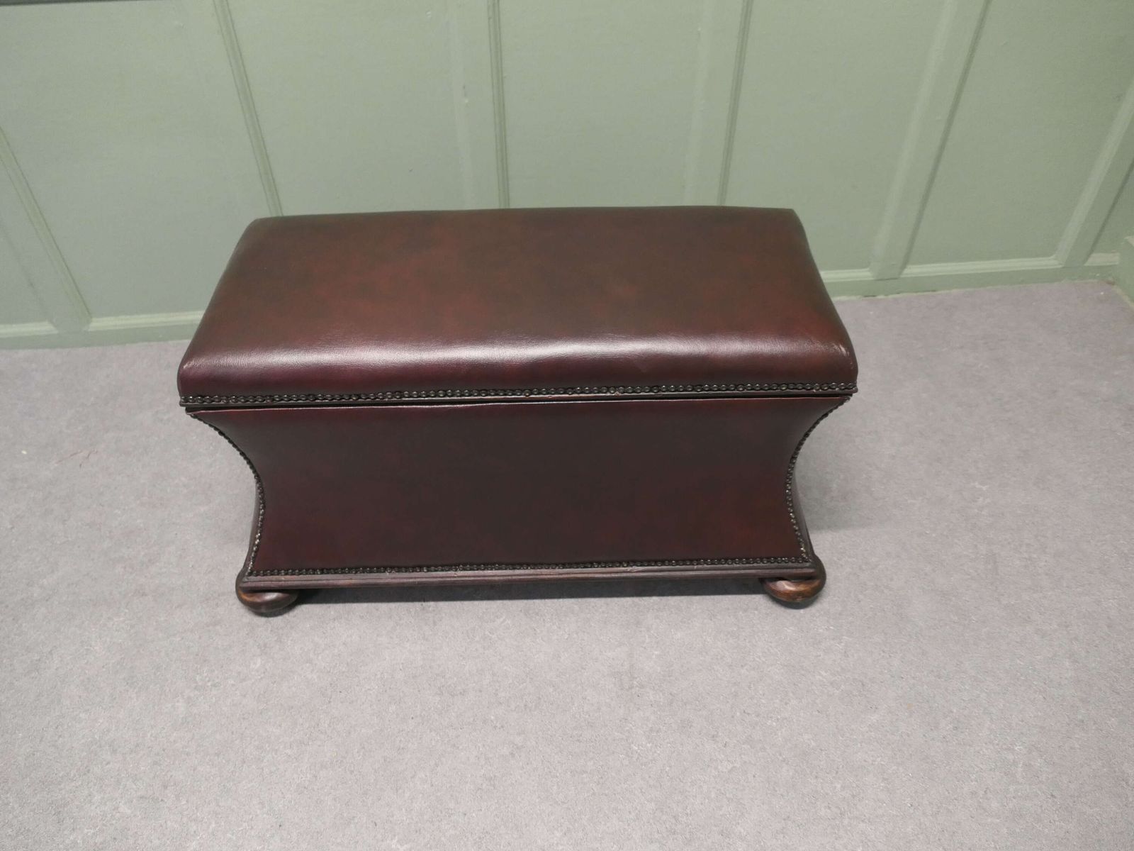 A Large Regency Waisted Leather Ottoman Or Window Seat The Ottoman Is Upholstered. photo for sale